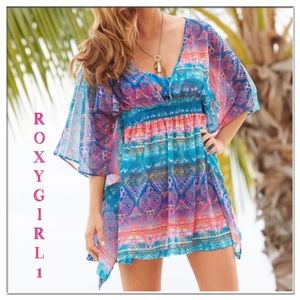 Jessica Simpson Multicolor Cutout Swimsuit Coverup